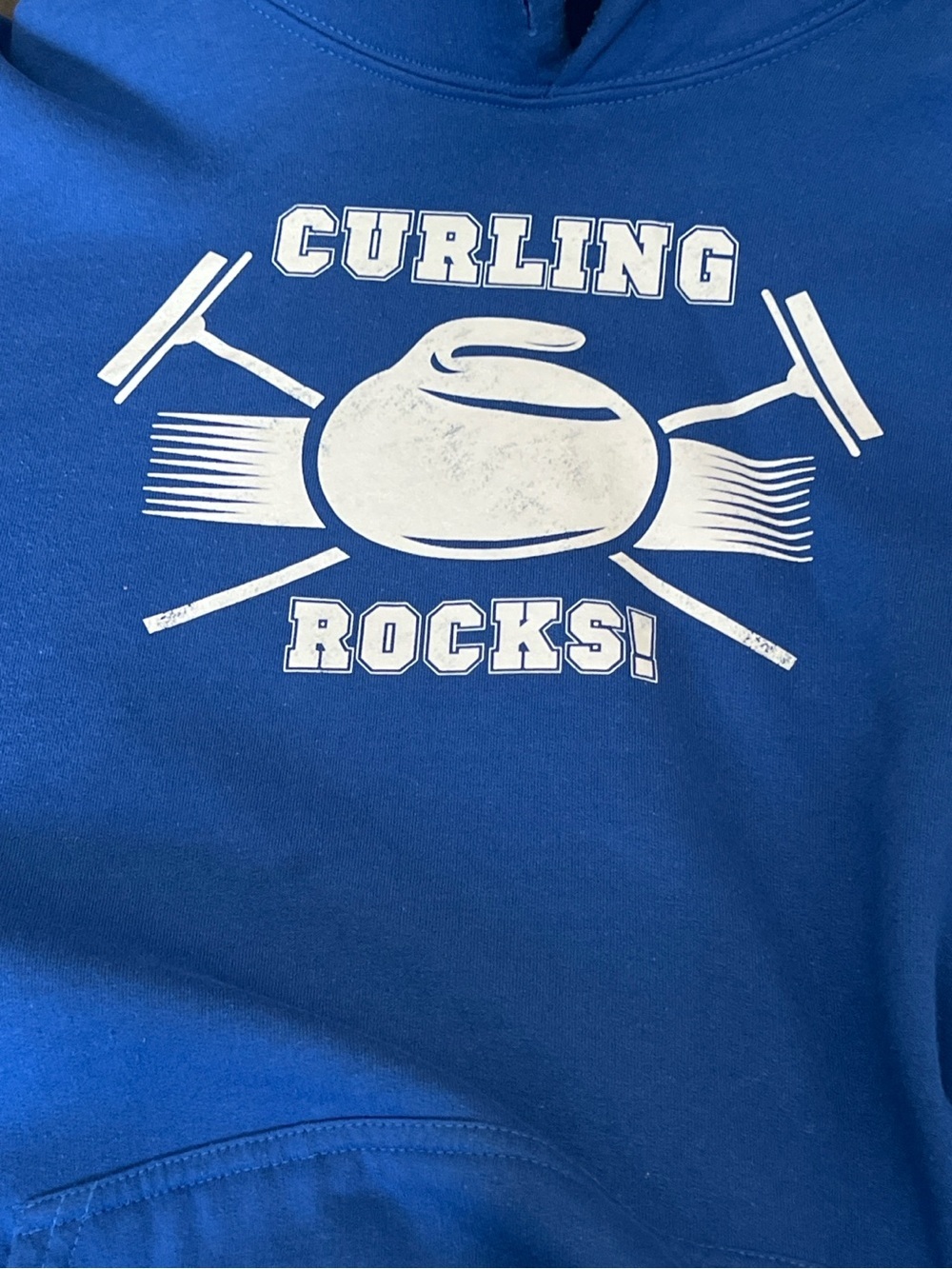 Curling Rocks Graphic Pullover Hoodie Blue Gildan Heavy Blend 2XL - Picture 3 of 7